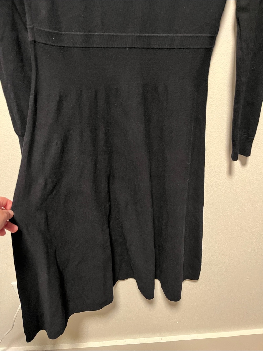 BODEN Knitted Fit and Flare Midi Dress, Long Sleeves, Black, Size - Picture 4 of 9